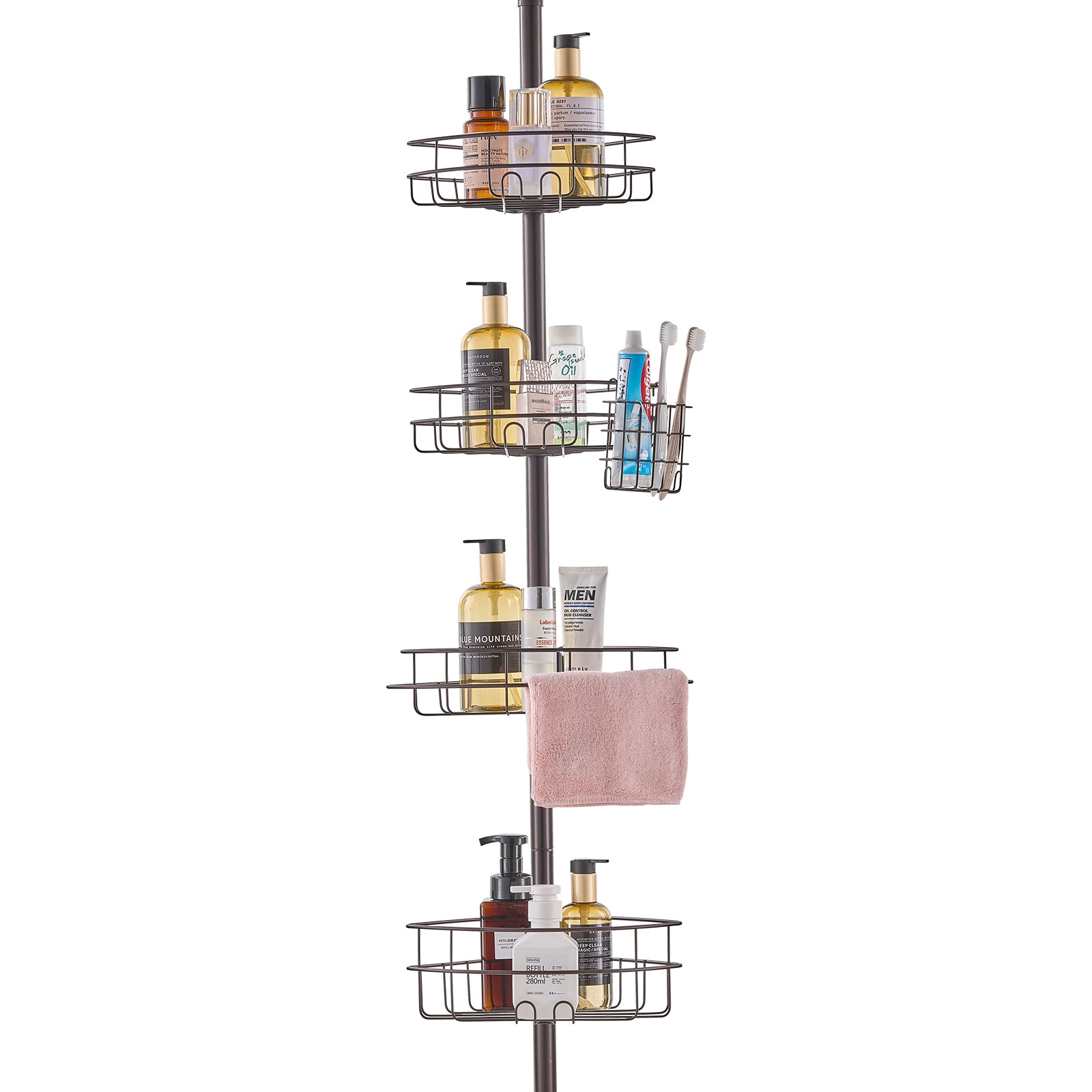 56" To 114" High Shower Corner Caddy Tension Pole Rust-Proof Tension Pole_voghion.com